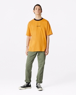 Camisetas Converse Oversized Wordmark Ringer Para Hombre - Naranjas/Flores/Doradas | Spain-5630